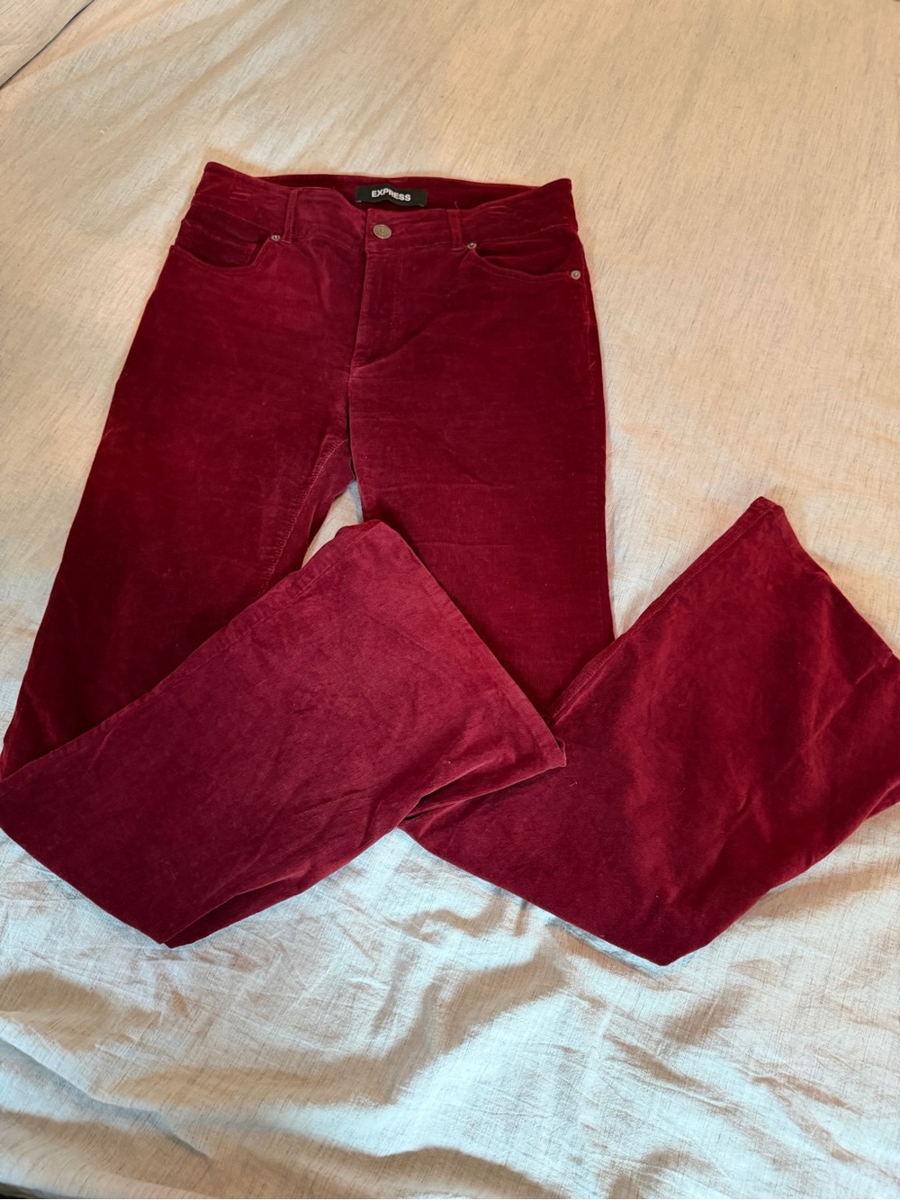 Express Wine Red Corduroy Boot Cut Pants